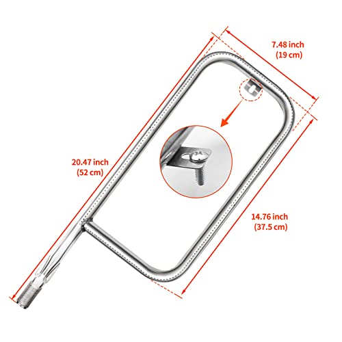 MARS CAMP 41862 Grill Burner Replacement for Weber 69956/60041 Compatible with Weber Q200, Q220, Q2000 Q2200, 396000, 396001, 396002, 566002, 53060001,304 Stainless Steel,20.5 Inches