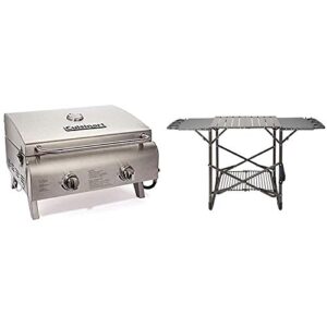 cuisinart cgg-306 chef's style propane tabletop grill, two-burner, stainless steel & cfgs-222 take along grill stand