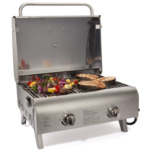 Cuisinart CGG-306 Chef's Style Propane Tabletop Grill, Two-Burner, Stainless Steel & CFGS-222 Take Along Grill Stand