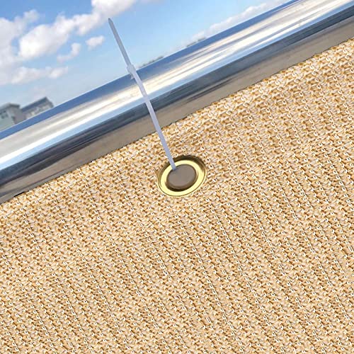 ALBN Balcony Screen Privacy Protection Outdoor Shading Net Windshield UV Protection HDPE Tear Resistant with Rope & Cable Ties, Height 1.1m/1.4m (Color : Beige, Size : 140x400cm)