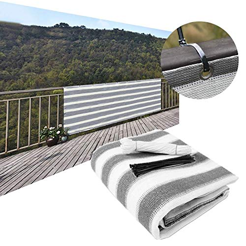 ALBN Sun Shade Mesh, Stripe Privacy Screen Weatherproof with Metal Hole for Balcony Patio Fences Privacy Protection Hood, 51 Sizes (Color : Gray White, Size : 100x180cm)