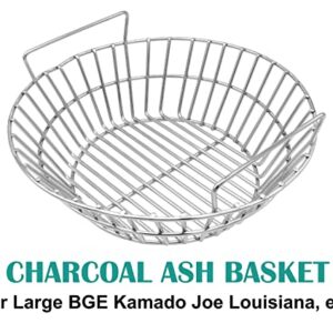 Charcoal Ash Basket for Large Big Green Egg Grill, Kamado Classic, Pit Boss, Louisiana Grills, Primo Kamado Grill and Large Grill Dome, Heavy Duty Stainless Steel