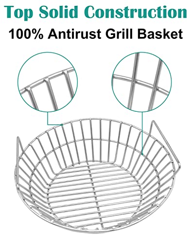 Charcoal Ash Basket for Large Big Green Egg Grill, Kamado Classic, Pit Boss, Louisiana Grills, Primo Kamado Grill and Large Grill Dome, Heavy Duty Stainless Steel