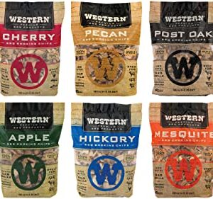 MIJIG Western BBQ Premium‎ Wood Smoking Chips Variety (Pack of 6) Bundled with ProGrilla Smoker Box