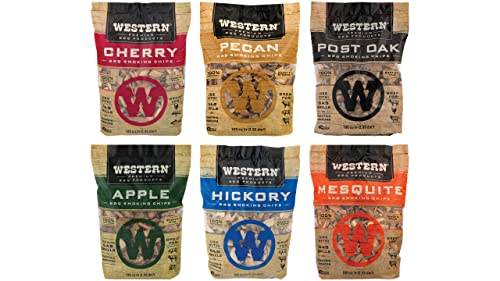 MIJIG Western BBQ Premium‎ Wood Smoking Chips Variety (Pack of 6) Bundled with ProGrilla Smoker Box