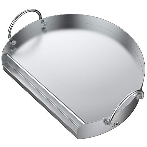 Onlyfire Universal Stainless Steel Griddle Pan Grilling Tool for Charcoal Kettle Grill, Ceramic Grills and Most Gas Grills, 18-inch