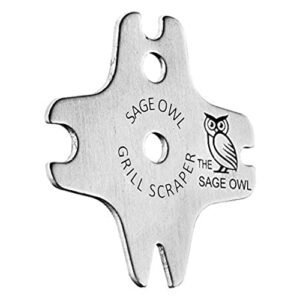 sage owl stainless steel grill scraper tool - bbq gifts for women who has everything - dishwasher safe bristle free grill cleaning brush alternative - mens stocking stuffers for christmas