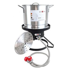 gasone b-5155-red burner with steamer pot turkey fry & tamale-with high pressure propane regulator and hose, red qcc