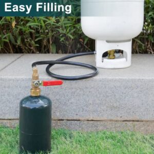 GASPRO 1lb Propane Tank Refill Adapter Kit | 3ft Hose with Safety Shutoff Valve | Easily Fill 1lb Bottles from 20lb Tank