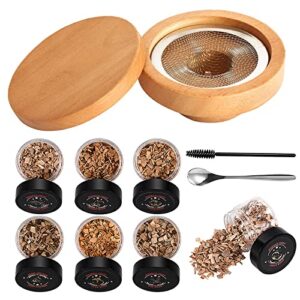 cocktail smoker kit with 7 pcs wood chips, for infuse whiskey, cocktail, wine, meat, cheese old fashioned smoker kit,smoker accessories include cleaning brush, filter,spoon