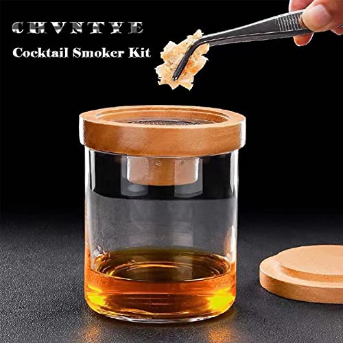 Cocktail Smoker Kit with 7 Pcs Wood Chips, for Infuse Whiskey, Cocktail, Wine, Meat, Cheese Old Fashioned Smoker Kit,Smoker Accessories Include Cleaning Brush, Filter,Spoon