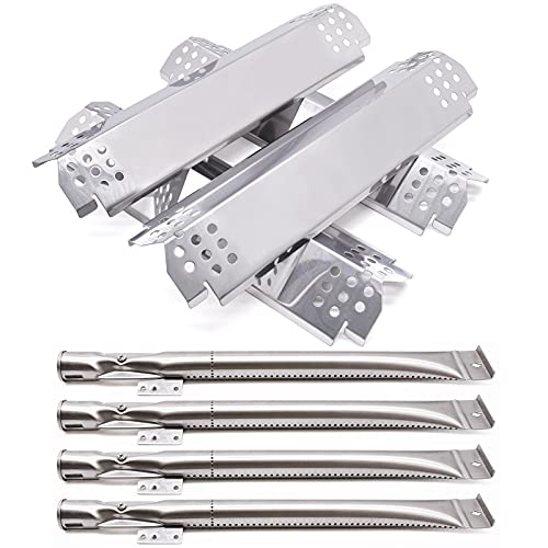 Grill Replacement Parts for Nexgrill 720-0830H, 4 Pack Grill Burners and Heat Plates Shield for Home Depot Nexgrill 4 Burner 720-0830H, Nexgrill 720-0864, 720-0864M Gas Grills