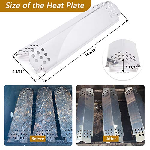 Grill Replacement Parts for Nexgrill 720-0830H, 4 Pack Grill Burners and Heat Plates Shield for Home Depot Nexgrill 4 Burner 720-0830H, Nexgrill 720-0864, 720-0864M Gas Grills