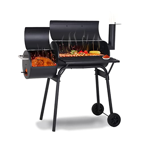 Charcoal Grills Outdoor Barbecue Grill Offset Smoker Portable BBQ Grill with Wheels for Backyard Camping Picnics