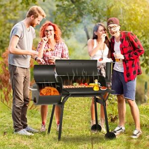 Charcoal Grills Outdoor Barbecue Grill Offset Smoker Portable BBQ Grill with Wheels for Backyard Camping Picnics