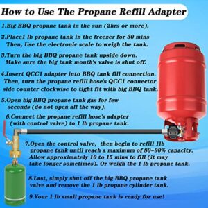 Boltigen Propane Refill Adapter for 1 lb. Tanks, 3FT Propane Refill Adapter, Propane Filler Adapter 1 Pound, Propane Tank Refill Adapter, for Filling 1 lb Propane Bottle (Black-36’’ QCC1 Type)