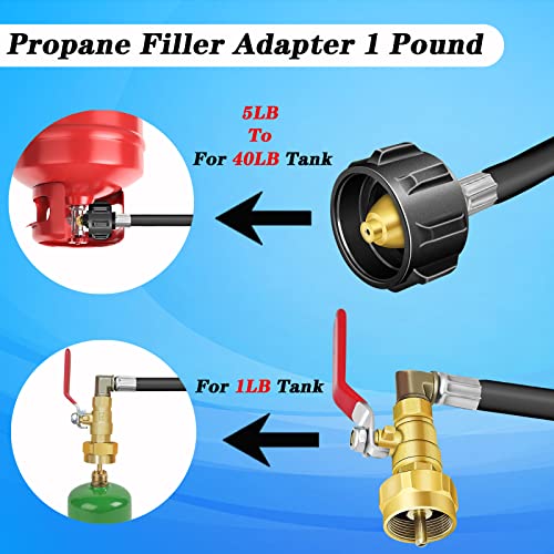 Boltigen Propane Refill Adapter for 1 lb. Tanks, 3FT Propane Refill Adapter, Propane Filler Adapter 1 Pound, Propane Tank Refill Adapter, for Filling 1 lb Propane Bottle (Black-36’’ QCC1 Type)