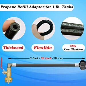 Boltigen Propane Refill Adapter for 1 lb. Tanks, 3FT Propane Refill Adapter, Propane Filler Adapter 1 Pound, Propane Tank Refill Adapter, for Filling 1 lb Propane Bottle (Black-36’’ QCC1 Type)