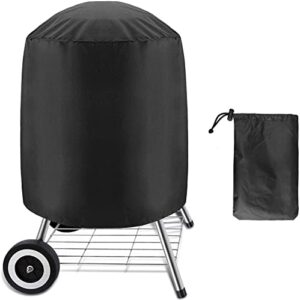 kettle bbq grill cover, linkstyle round barbecue grill covers for weber charcoal kettle, heavy duty waterproof smoker cover dome gas outdoor grill cover for char-broil, 24" d x 28.5" h, black