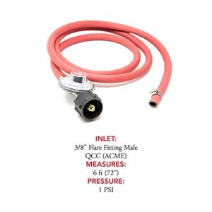 Gas One 2102 New Improved 6 ft Low Pressure Propane Regulator and Hose Connection Kit for LP/LPG Most LP/LPG Gas Grill, Heater and Fire Pit Table,Brown/A