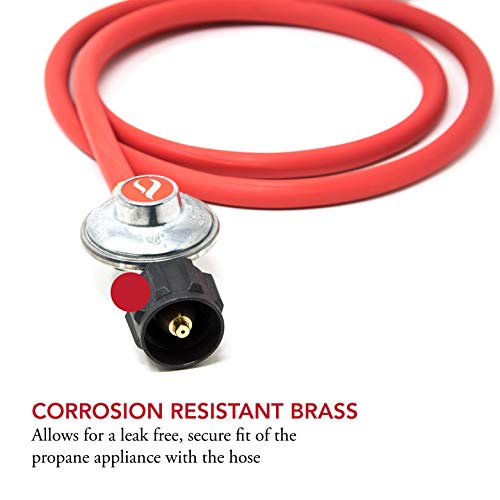 Gas One 2102 New Improved 6 ft Low Pressure Propane Regulator and Hose Connection Kit for LP/LPG Most LP/LPG Gas Grill, Heater and Fire Pit Table,Brown/A