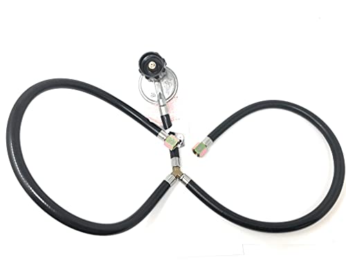 Madol Y-Splitter with 2 Hoses for type1 Propane Tanks [2561] Fits Most LP Gas Grill, Heater & Fire Pits Dual Hose Assembly -Regulador de propano de Baja presión con dos mangueras Y-Splitter