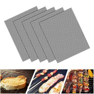 LOOCH BBQ Mesh Grill Mat Set of 5 - Heavy Duty Nonstick Mesh Grilling Mats & Barbecue Accessories - Reusable and Easy to Clean - Works on Gas, Charcoal, Electric Grill and More - 15.75 x 13 Inch