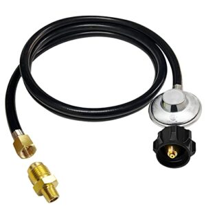 moflame 5 ft low pressure propane regulator hose with 1/8" npt male thread replacement for weber spirit 500 & 700, genesis 1000-5000. platinum i & ii gas grills