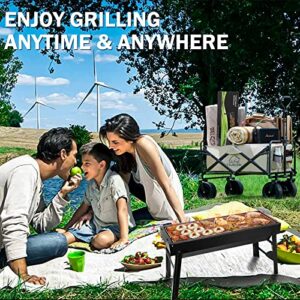 Portable Charcoal Grill, BBQ Barbecue Grill Folding Camping Grill Outdoor Smoker, Tabletop Compact Small Grill for Outdoor Cooking Camping Hiking Picnic Traveling