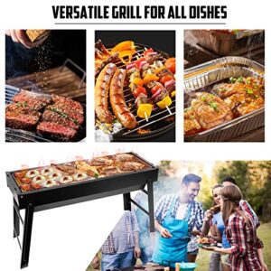 Portable Charcoal Grill, BBQ Barbecue Grill Folding Camping Grill Outdoor Smoker, Tabletop Compact Small Grill for Outdoor Cooking Camping Hiking Picnic Traveling