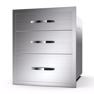 kodom outdoor kitchen drawers stainless steel,20w x 27h x 23d inch flush mount triple drawers,bbq drawers for outdoor kitchens or bbq island