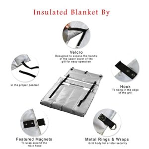 Grill Thermal Insulated Blanket for Traeger Pro 575 Traeger Pro 22, Pro 20 Series and Lil' Tex Elite, Pellet Insulation Blanket Compatible with BAC344 BAC626 for Winter Cooking (23.5 inch)