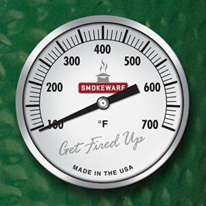SmokeWare Temperature Gauge – 3-inch Face, 0-700°F Range, White, Replacement Thermometer for Big Green Egg Grills, Made in The USA