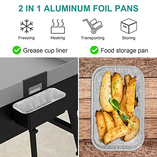 Aluminum Foil Grill Drip Pans, BBQ Grease Trays for Blackstone 17 and 22 Inch Grill Griddles with Back Grease Cup, 20 Pack
