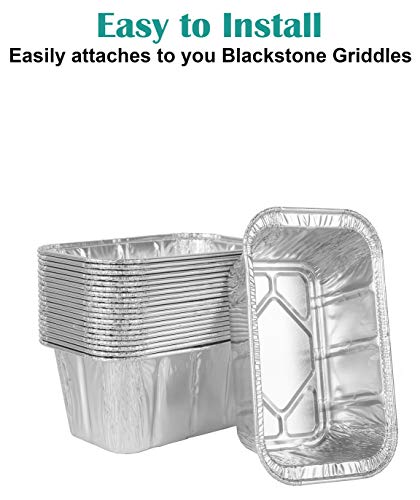 Aluminum Foil Grill Drip Pans, BBQ Grease Trays for Blackstone 17 and 22 Inch Grill Griddles with Back Grease Cup, 20 Pack