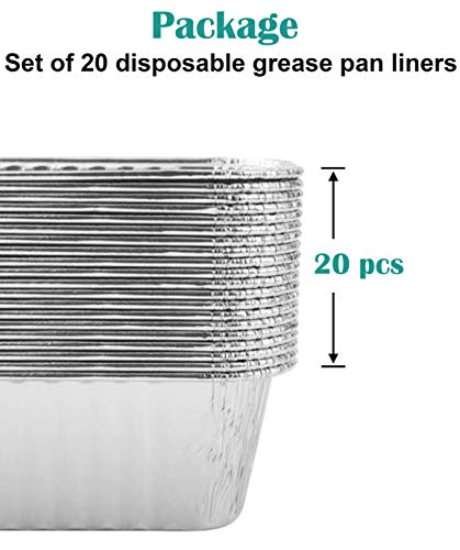 Aluminum Foil Grill Drip Pans, BBQ Grease Trays for Blackstone 17 and 22 Inch Grill Griddles with Back Grease Cup, 20 Pack