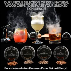 Chunba Style Cocktail Smoker Kit with Torch, 4 Wood Chips Flavors, 11pcs Deluxe Set for Whiskey, Bourbon Old Fashioned Drink Smoker Lovers. Unique Gift for Men, Father, Husband and Friends (No Butane)