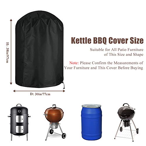 Flymer Charcoal Grill Cover Round Waterproof BBQ Grill Cover 30 Inch for Weber Charcoal Grill