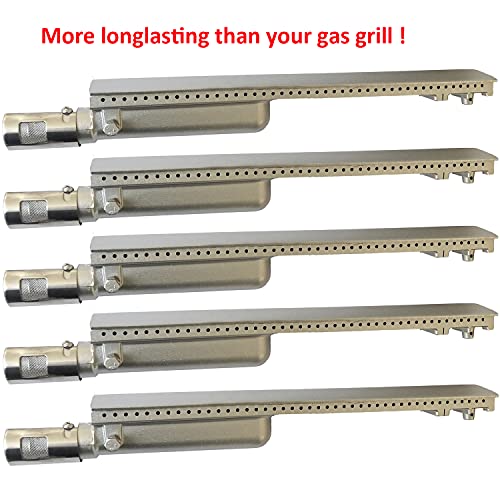 GRILLJOB 5PC Cast Stainless Steel 304 BBQ Grill Burners & 5 Lock Pins Upgraded BBQ Replacement Parts for Gas Grills from Bull, Cal Flame Aussie Jenn AIR Steele BroilChef