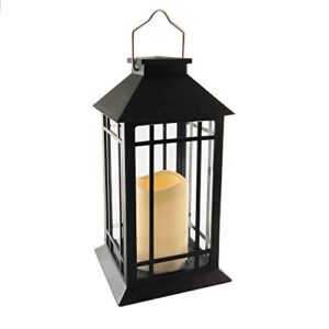 lumabase solar powered lantern with led candle - black window
