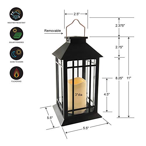 LumaBase Solar Powered Lantern with LED Candle - Black Window