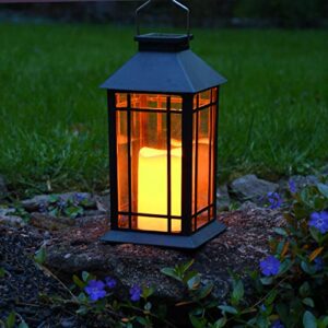 LumaBase Solar Powered Lantern with LED Candle - Black Window