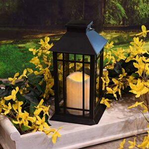 LumaBase Solar Powered Lantern with LED Candle - Black Window