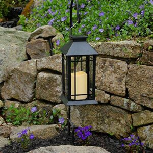 LumaBase Solar Powered Lantern with LED Candle - Black Window