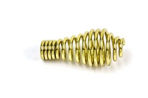 spring stove handle, brass finish, tapered at one end. max diameter: 1-1/8", length: 2-1/2", fits 3/8" rod. for use with bbq grills, smokers, furnaces, coal/ wood/ pellet stoves, boilers.