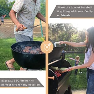 Baseball BBQ | 'Brushback' Grill Scraper Tool | BBQ Grilling Accessories & Utensils for Baseball Fans | Patented Wooden Bat Handle & Quality Stainless Steel for Dad | Add to Set