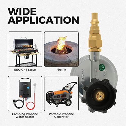 MOOTVGOO 1/4" Quick Propane Gas Regulator, Propane Quick Connect Adapter Fittings, Connect 5lb -20lb Propane Tanks to Gas Grill, Fire Pit, Heater