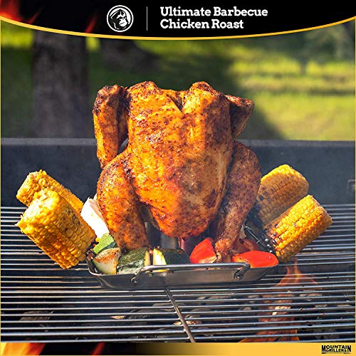 MOUNTAIN GRILLERS Beer Can Chicken Roaster Stand - Stainless Steel Holder - Barbecue Rack for The Grill, Oven or Smoker - Dishwasher Safe - Includes 4 Vegetable Spikes