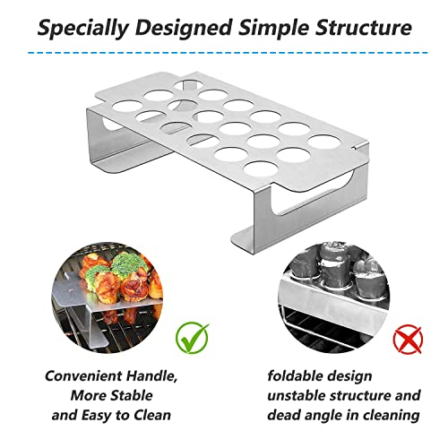 Zemibi Grill Pepper Rack for Smoker, Barbecue Stainless Steel Grilling Roasting Rack 18 Capacity with Handle, Cooking Chili Pepper and Chicken Wings & Legs Roaster on BBQ Oven or Smoker, Non-Stick