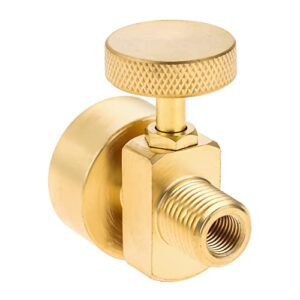 1lb brass propane needle control valve, disposable adjustable pressure propane gas regulator valve for stove grill, with 1/4" male npt thread, propane 1lb tank disposal cylinder bottle adapter
